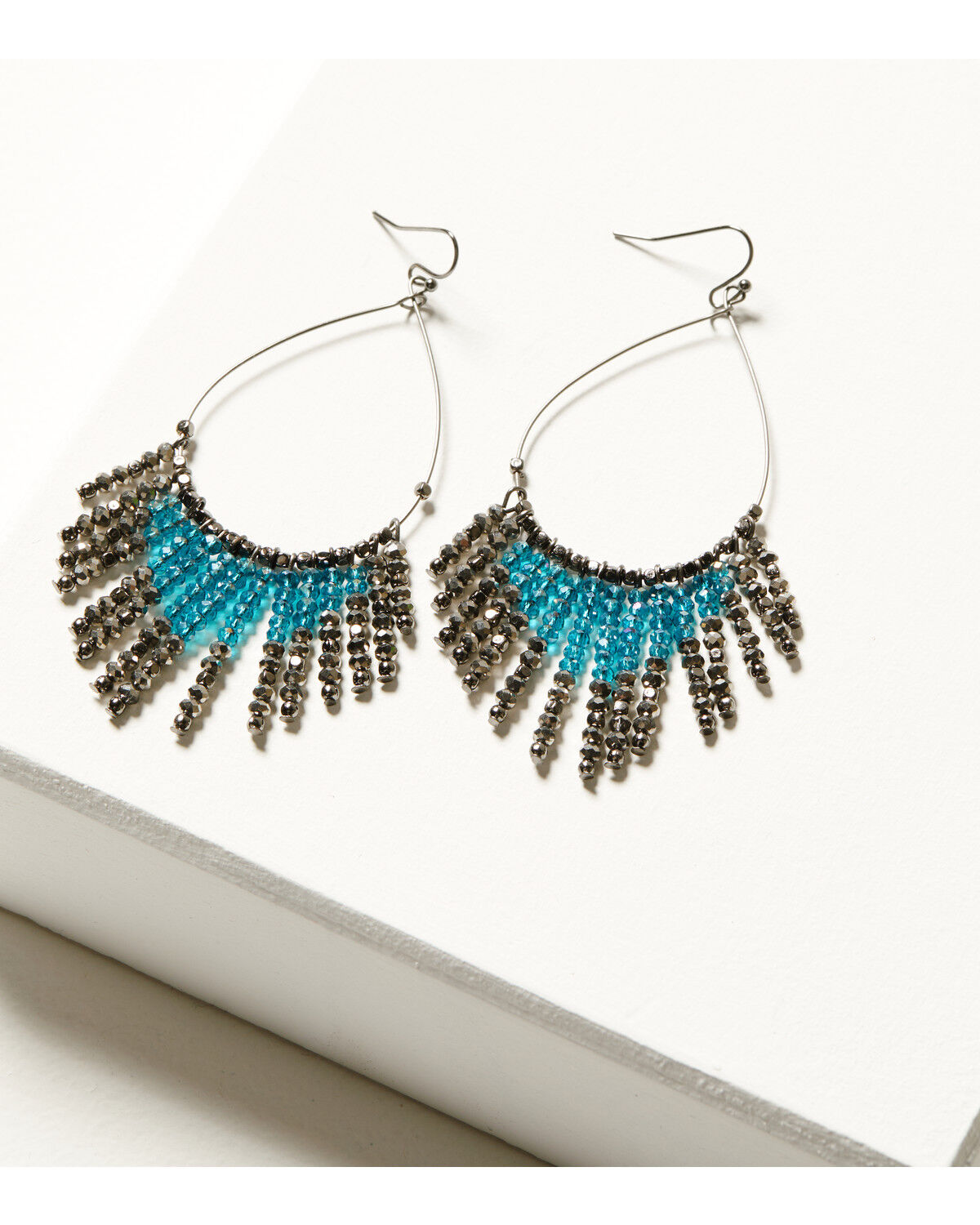 Image #1 - Shyanne Women's Enchanted Forest Cascading Beaded Fringe Earrings, Pewter, hi-res