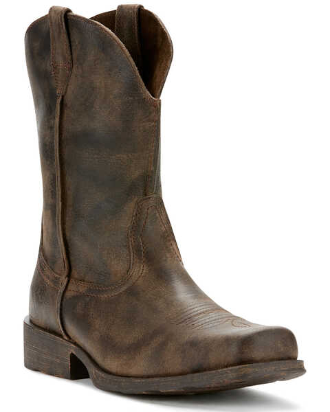 Ariat Men's Rambler Antiqued Western Boots - Square Toe, Brown, hi-res