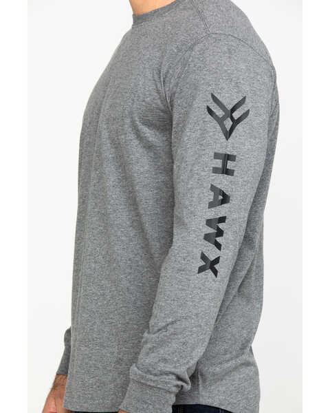 Image #4 - Hawx Men's Gray Logo Sleeve Long Sleeve Work T-Shirt - Tall , Heather Grey, hi-res