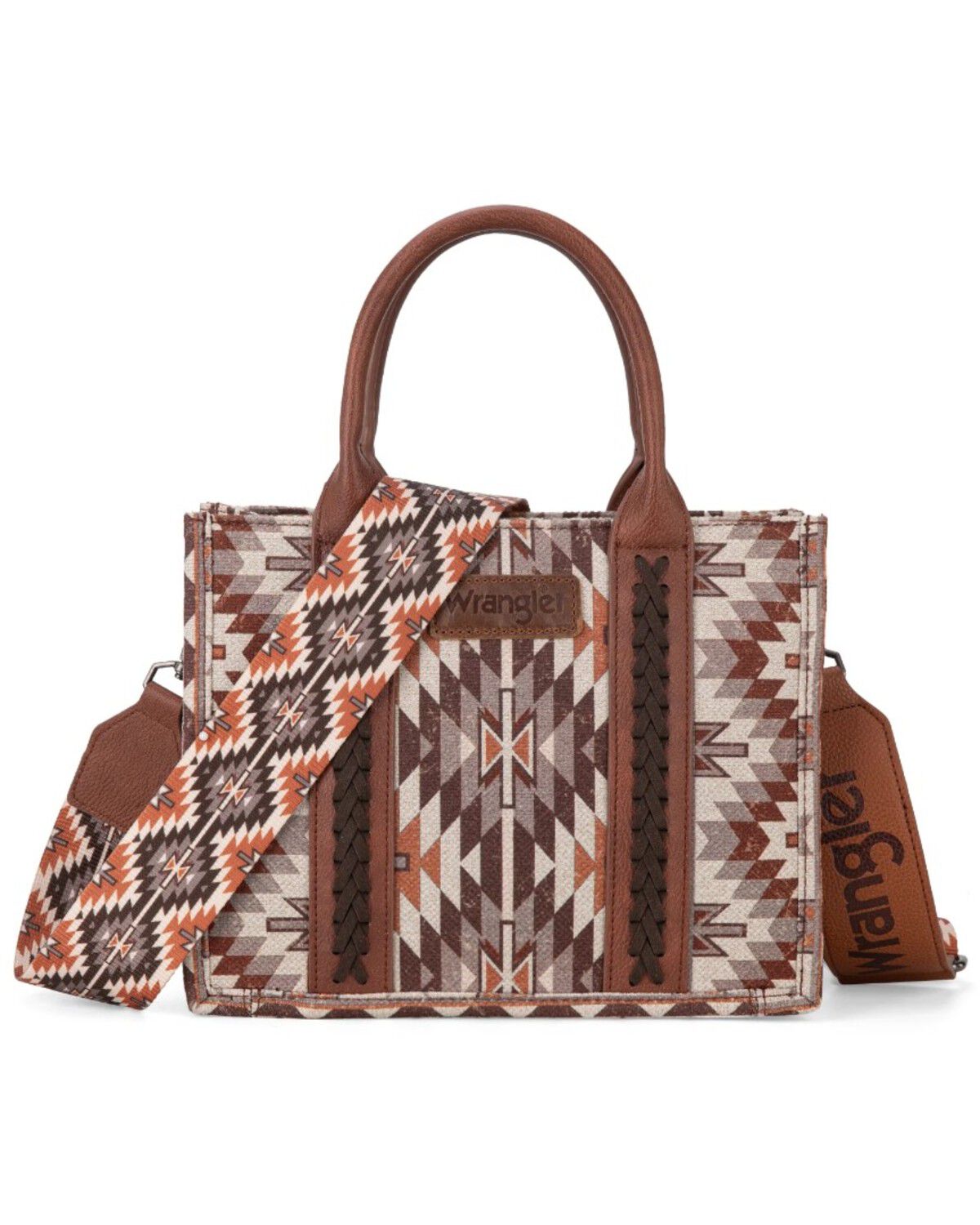 Image #1 - Wrangler Women's Southwestern Print Small Canvas Crossbody Bag, Brown, hi-res