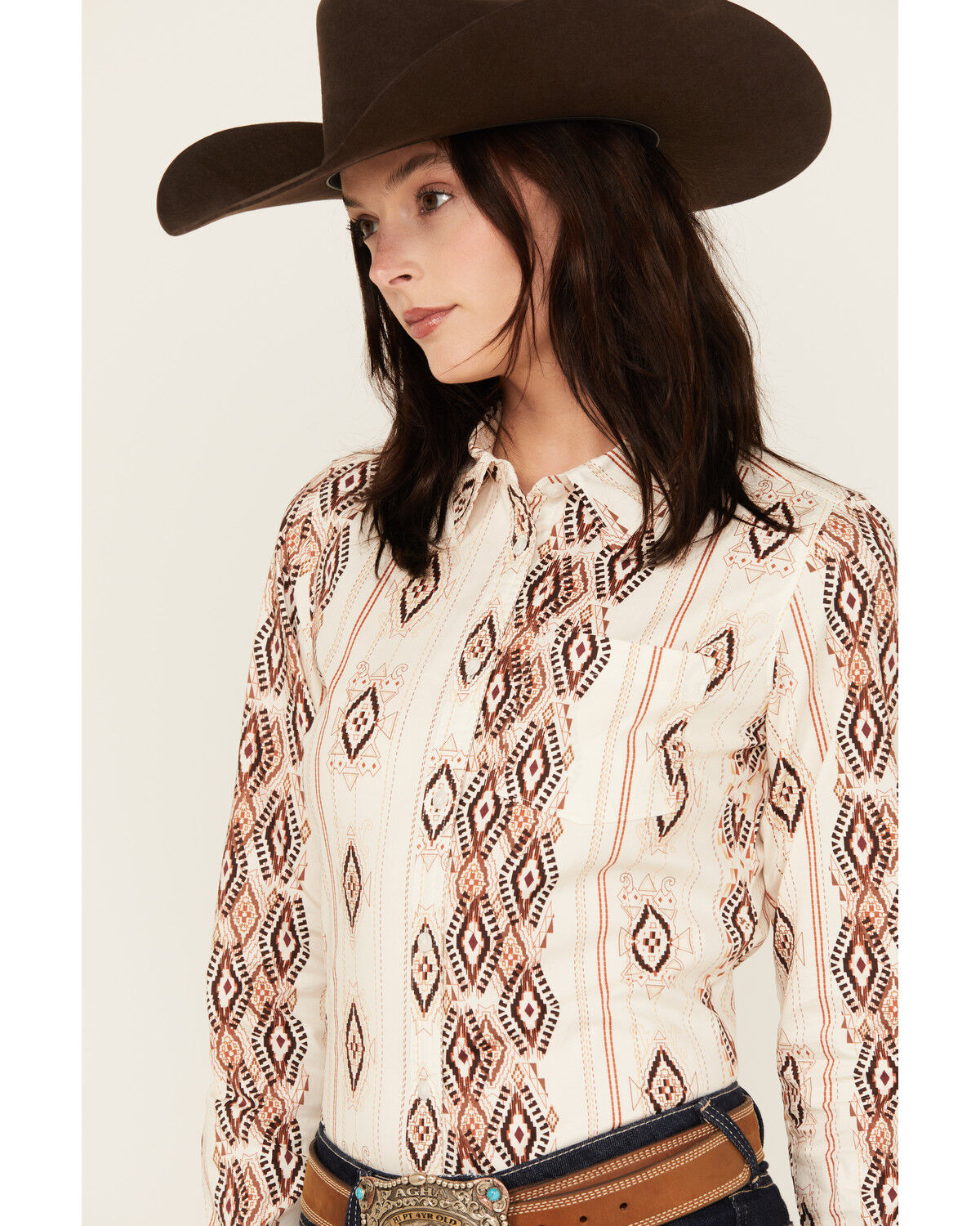Image #2 - Shyanne Women's Printed Long Sleeve Riding Shirt, Cream, hi-res