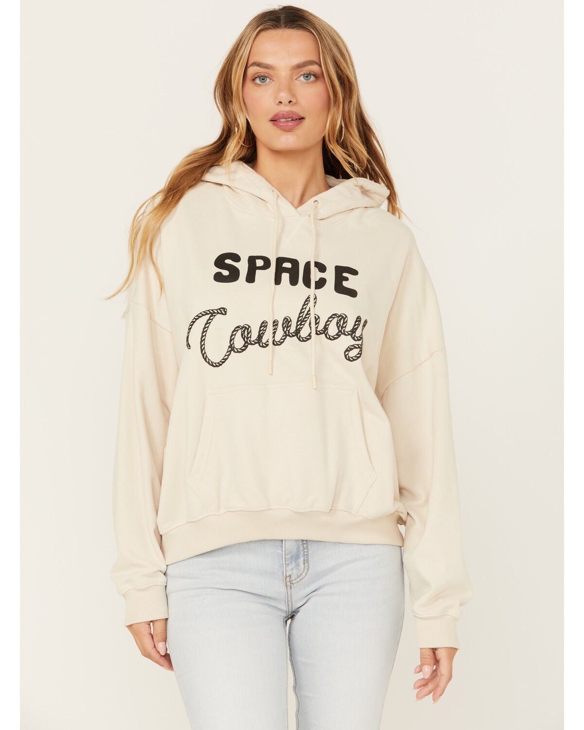 Wrangler Women's Space Cowboy Graphic Hoodie, Ivory, hi-res