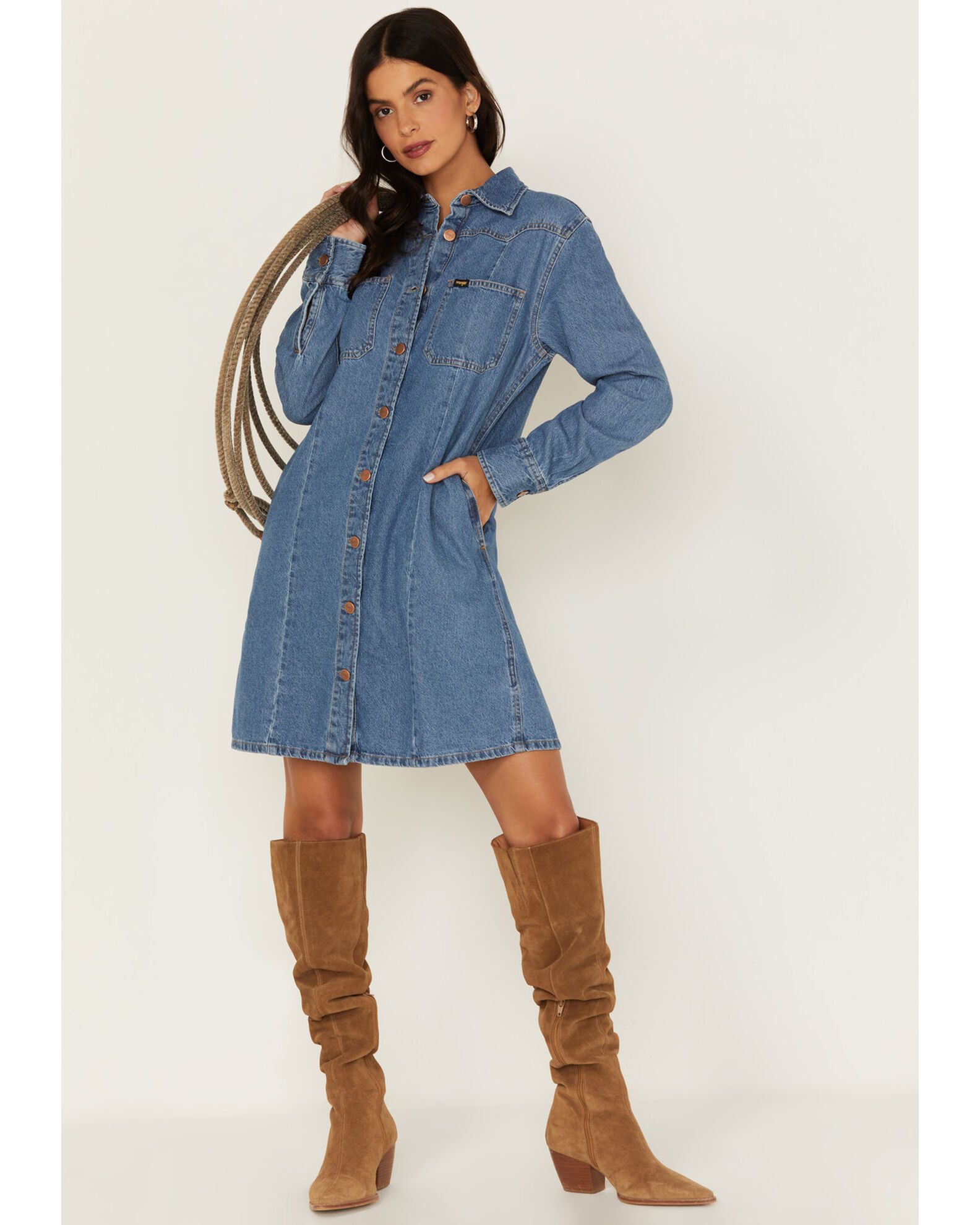 Long sleeve western dress sales