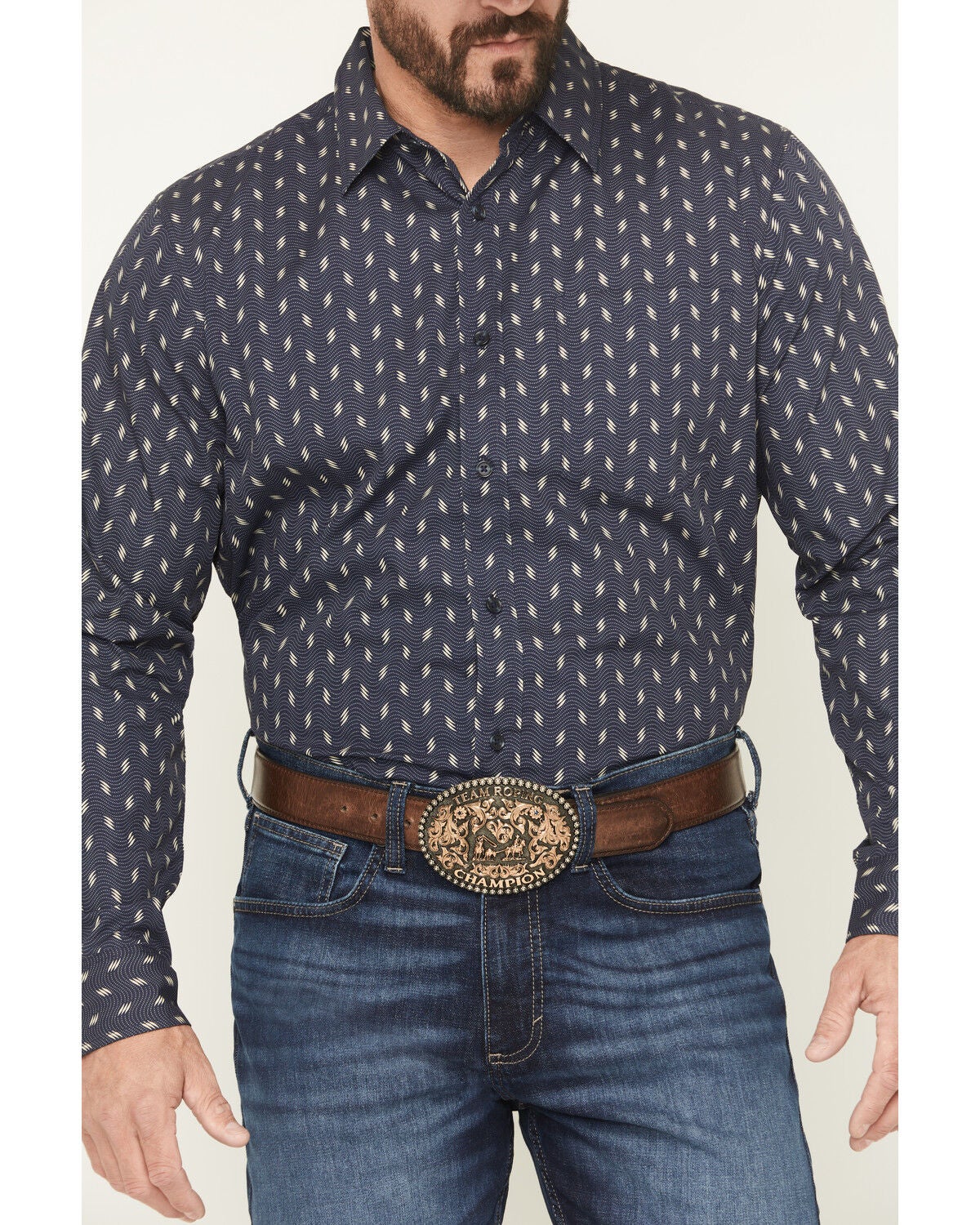 Image #3 - Gibson Trading Co Men's Zig Zag Geo Print Long Sleeve Button-Down Western Shirt - Big, Navy, hi-res