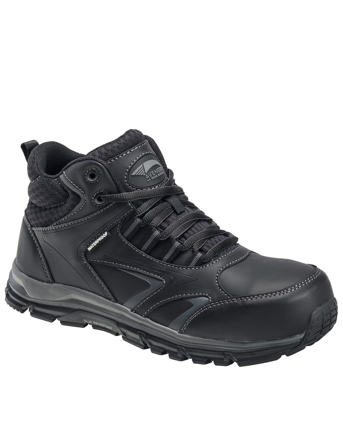 Image #1 - Avenger Men's Thresher Waterproof Work Shoes - Alloy Toe, Black, hi-res