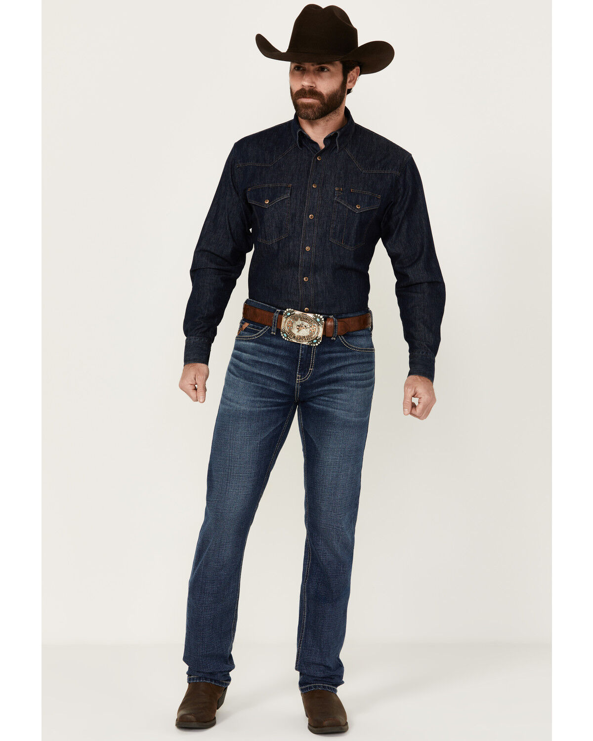 Image #1 - Ariat Men's M8 Champ Ashton Medium Wash Modern Slim Fit Stretch Denim Jeans, Medium Wash, hi-res