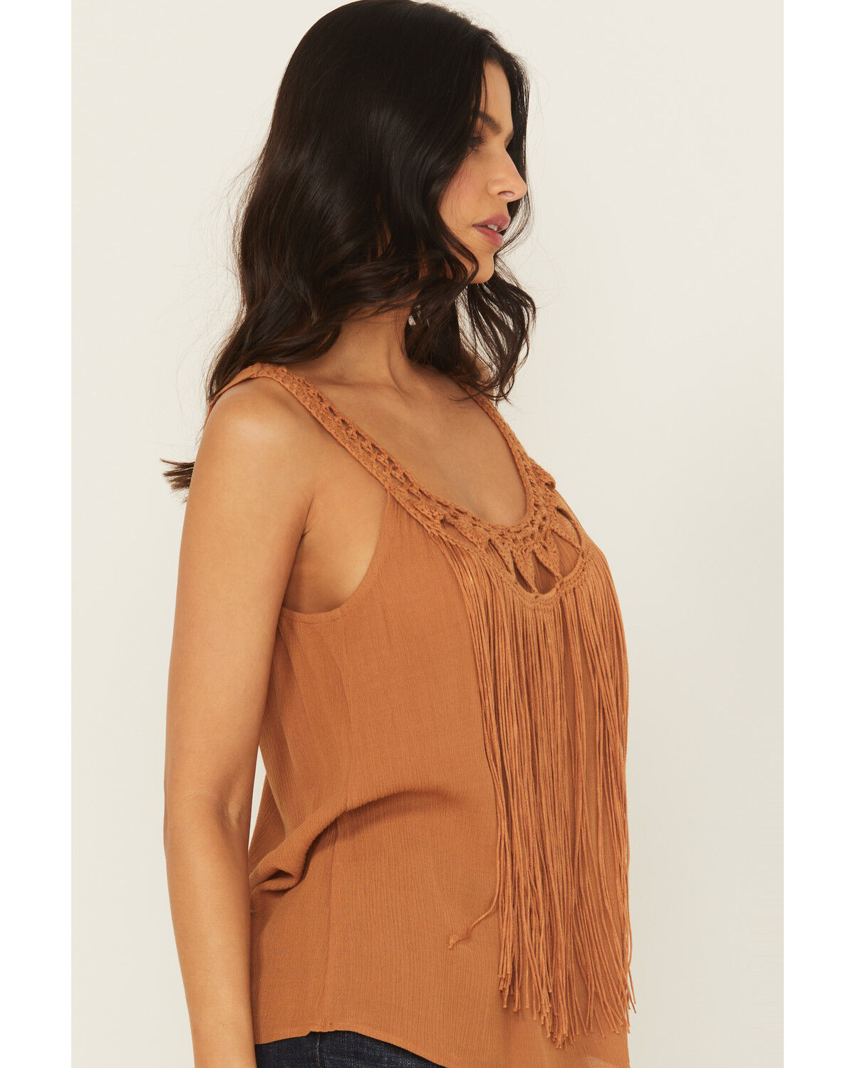 Image #2 - A.T.A.P Women's Fringe Front Tank, Mustard, hi-res