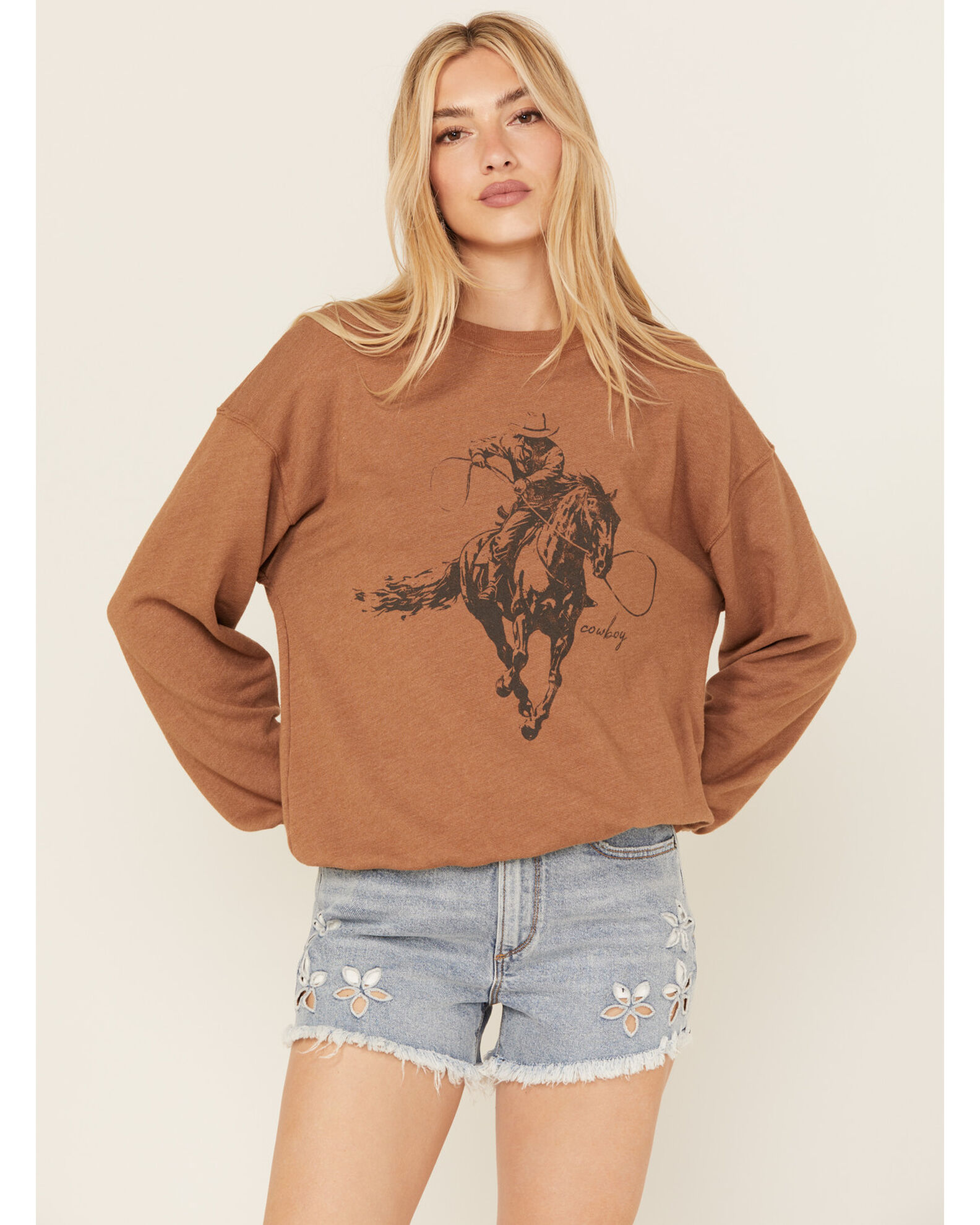 La La Land Women s Cowboy Graphic Crewneck Sweatshirt Country Outfitter