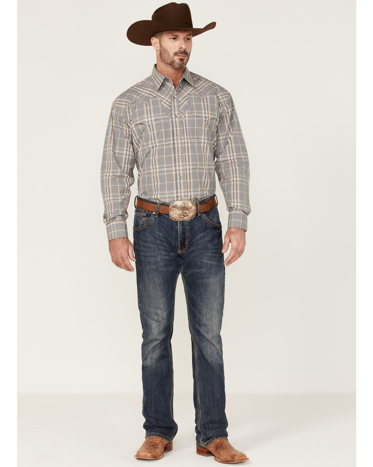 Image #2 - Stetson Men's Smoke Plaid Long Sleeve Snap Western Shirt, , hi-res