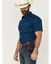 Image #2 - RANK 45® Men's Ribbon Medallion Print Short Sleeve Button-Down Stretch Western Shirt, Blue, hi-res