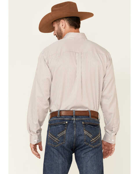 Image #4 - Cinch Men's Tencel Mini Stripe Long Sleeve Button-Down Western Shirt , Beige/khaki, hi-res
