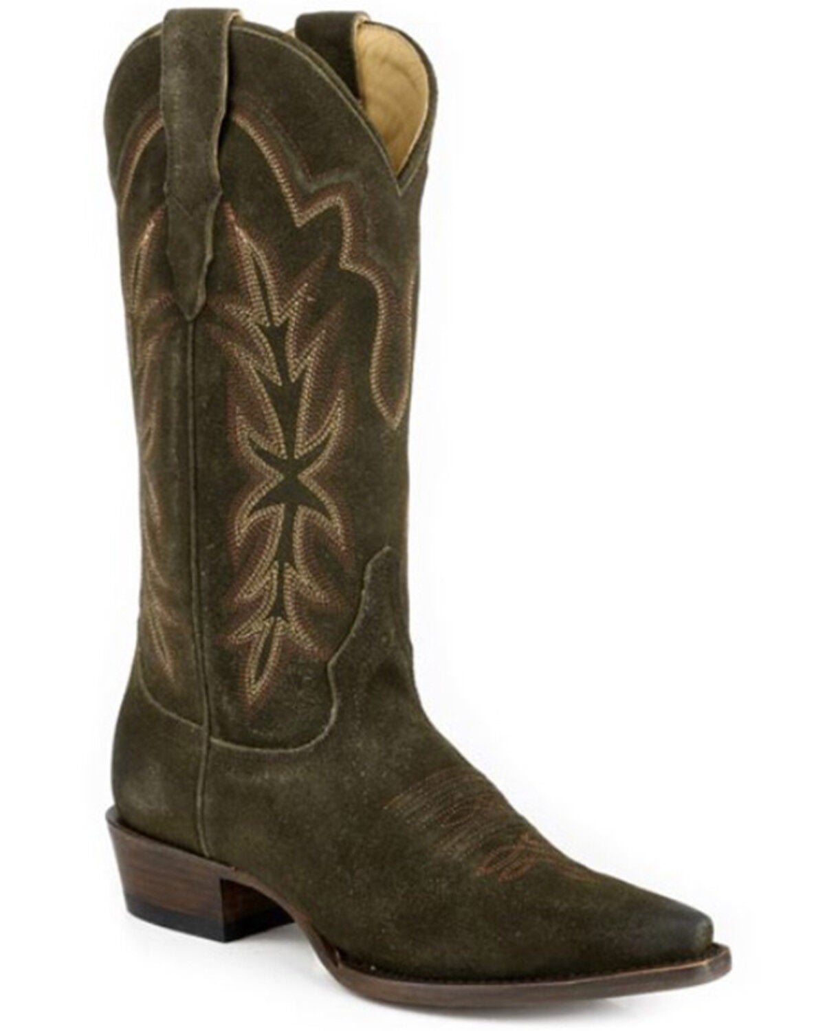 Stetson Women's Casey Suede Western Boots - Snip Toe, Green, hi-res