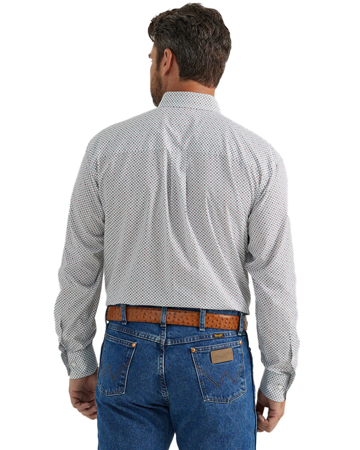 Image #3 - Wrangler Men's Geo Print Long Sleeve Button-Down Western Shirt - Tall, White, hi-res