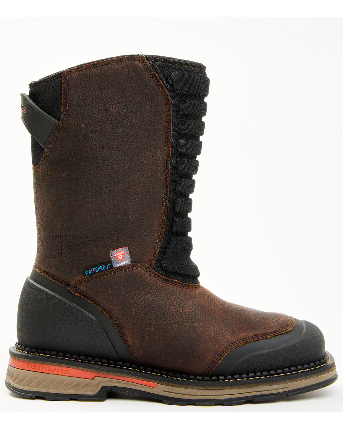 Image #2 - Cody James Men's Pull-On Insulated Work Boots - Composite Toe, Brown, hi-res