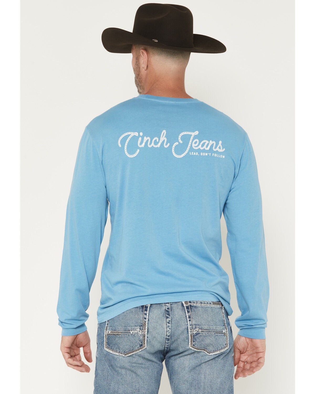 Image #4 - Cinch Men's Roped Logo Long Sleeve Graphic T-Shirt, Blue, hi-res