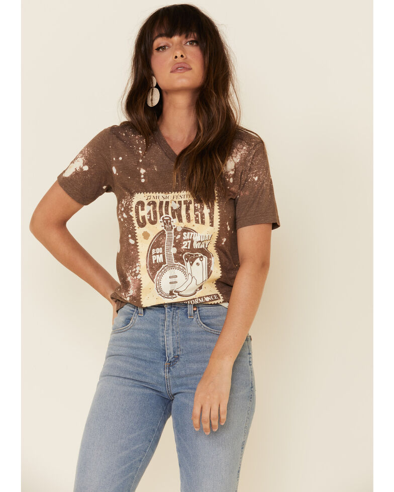 Bohemian Cowgirl Women's Country Festival Graphic Tee , Brown, hi-res