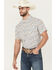 Image #1 - Panhandle Men's Cactus Print Short Sleeve Snap Western Shirt, Natural, hi-res