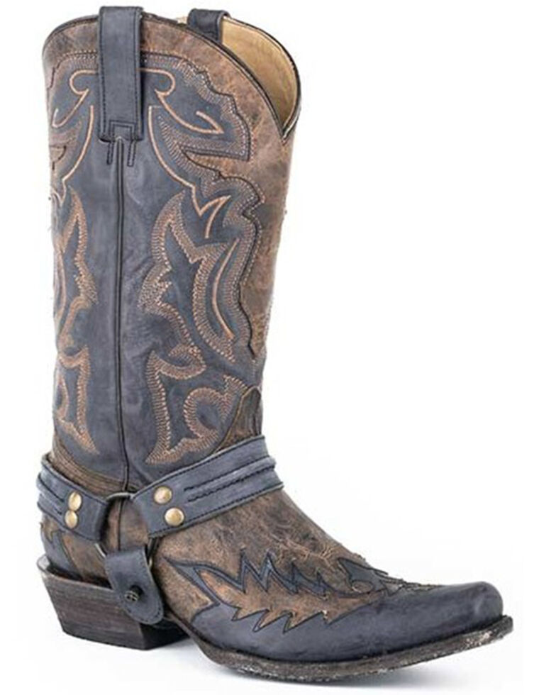 Stetson Men's Outlaw Bad Guy Wing Tip Harness Western Boots - Snip Toe , Tan, hi-res