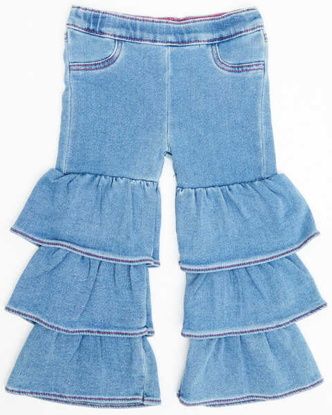 Wrangler Toddler Girls' Makenna Light Wash Tiered Stretch Flare Jeans , Light Wash, hi-res