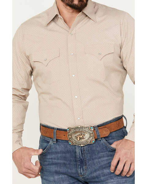 Image #3 - Ely Walker Men's Geo Print Long Sleeve Pearl Snap Western Shirt - Big, Beige/khaki, hi-res