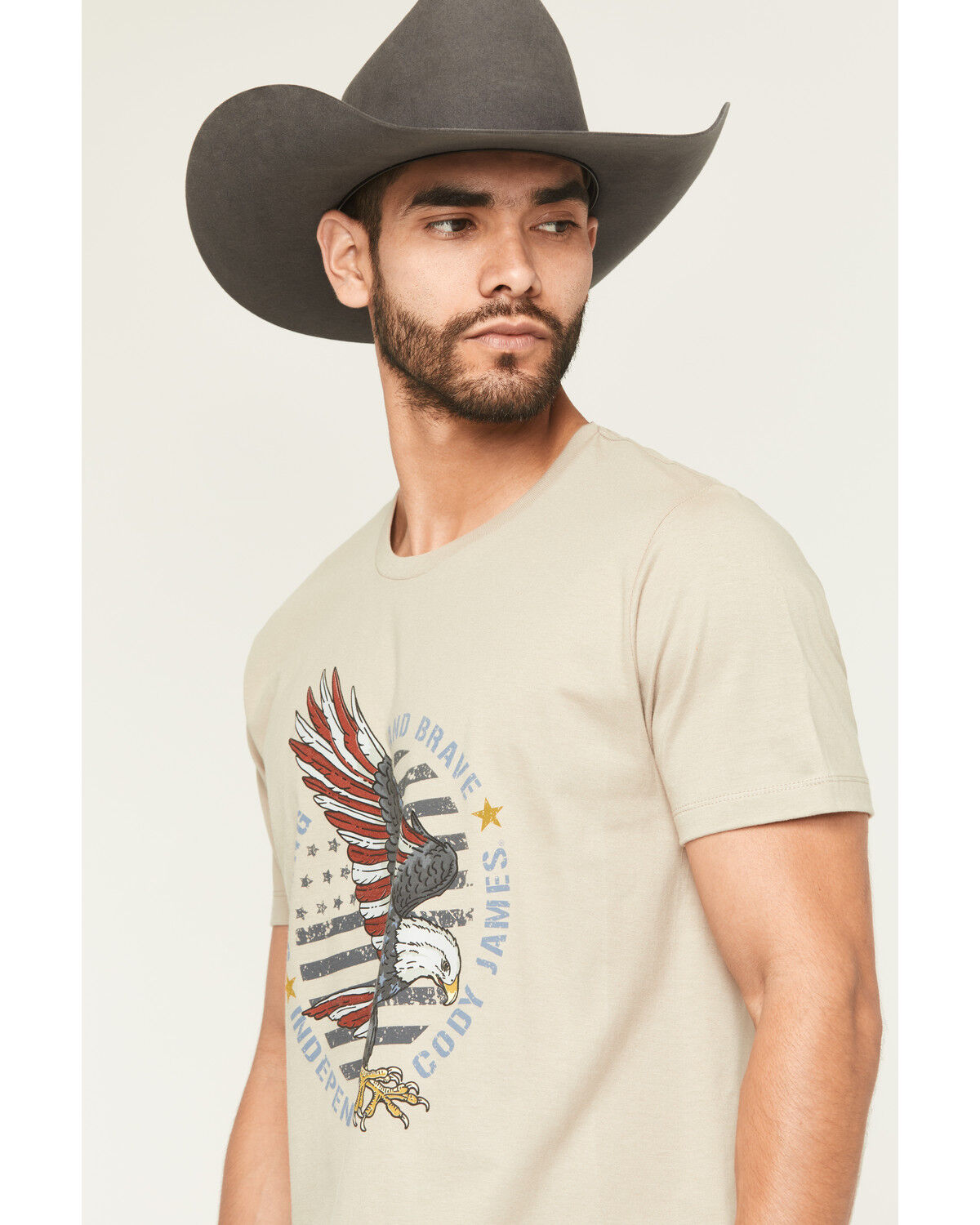 Image #2 - Cody James Men's Strong And Brave Short Sleeve Graphic T-Shirt, Tan, hi-res
