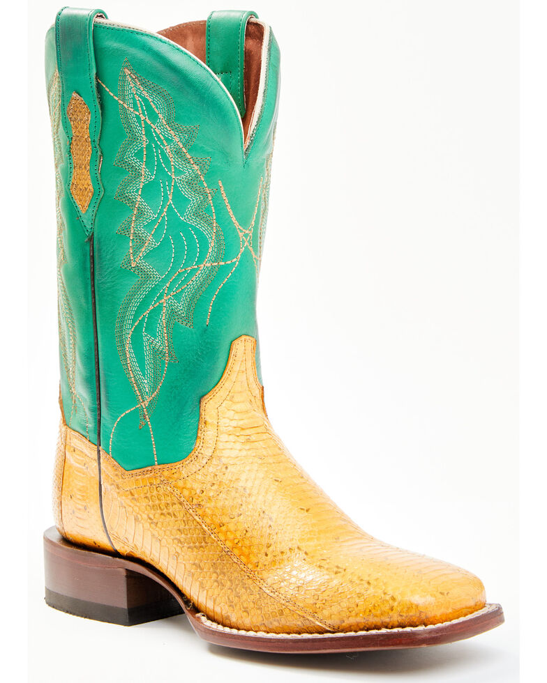Dan Post Women's Exotic Watersnake Skin Western Boots - Wide Square Toe, Gold, hi-res