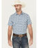 Image #1 - Gibson Trading Co Men's Bowling Alley Medallion Short Sleeve Button-Down Stretch Western Shirt, White, hi-res