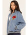 Image #2 - Rodeo Quincy X Boot Barn Women's Year of the Horse Denim Bomber Jacket, Medium Wash, hi-res