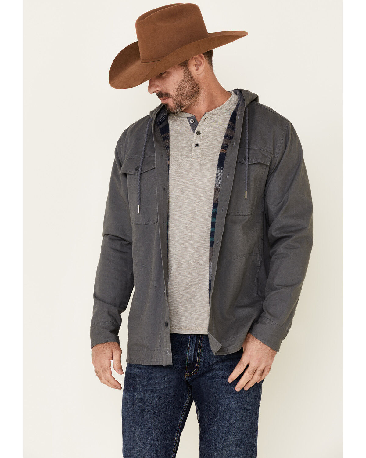 Image #2 - United By Blue Men's Flannel Lined Hooded Anchor Chore Coat, Navy, hi-res