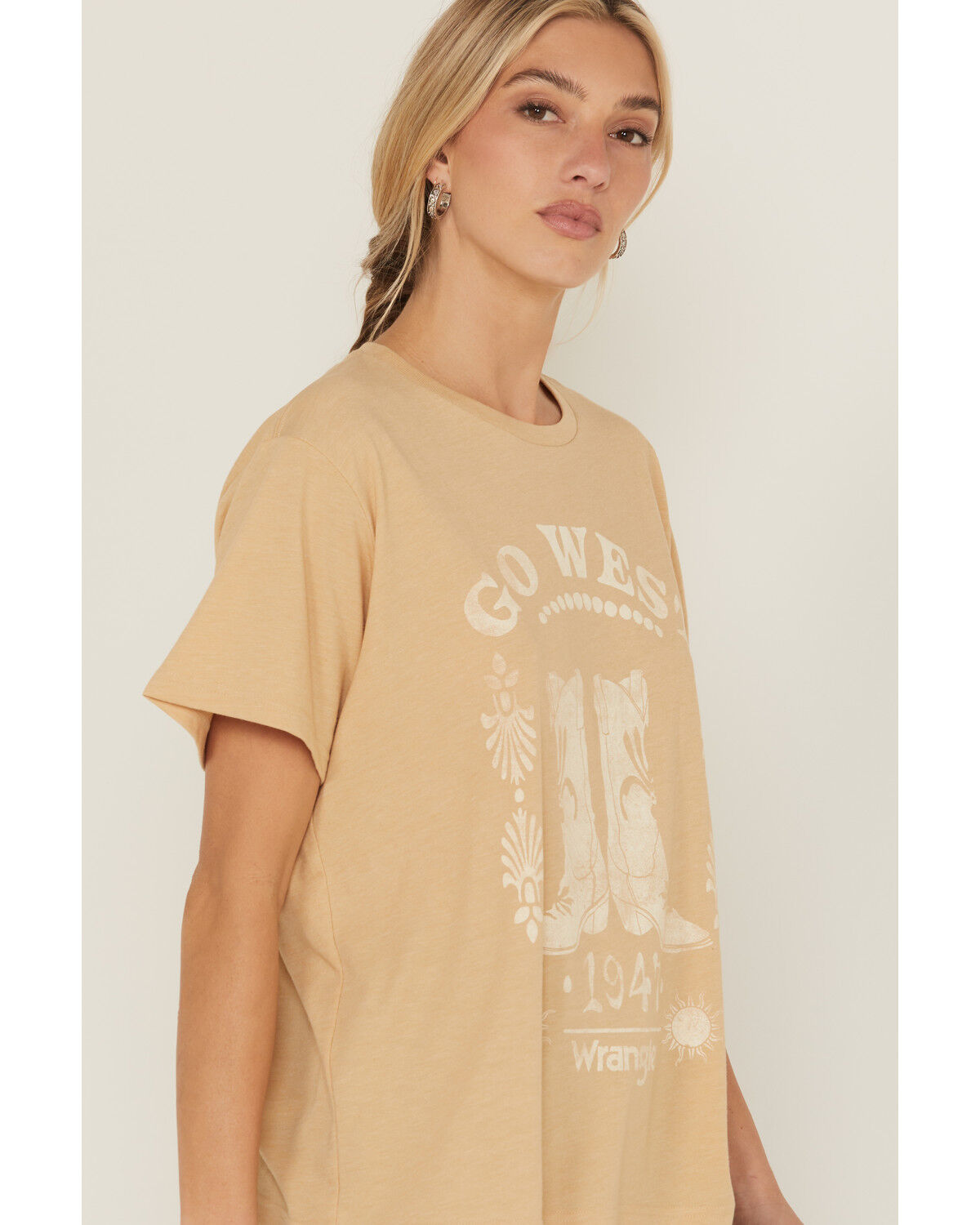 Image #2 - Wrangler Women's Go West Short Sleeve Girlfriend Graphic Tee, Mustard, hi-res