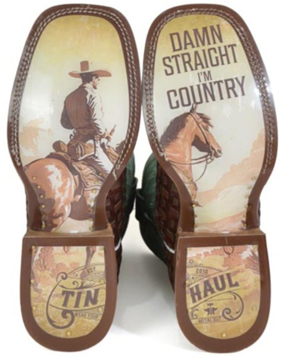 Image #2 - Tin Haul Men's Tangled Western Boots - Broad Square Toe, Brown, hi-res