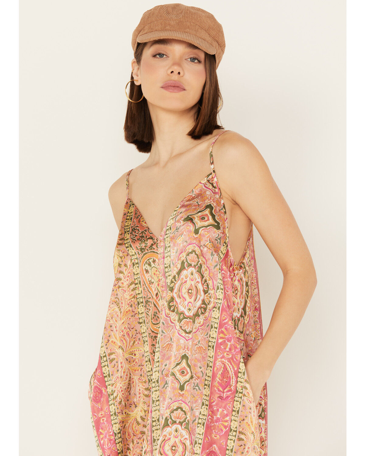 Image #2 - By Together Women's Floral Print V Neck Sleeveless Maxi Dress, Coral, hi-res