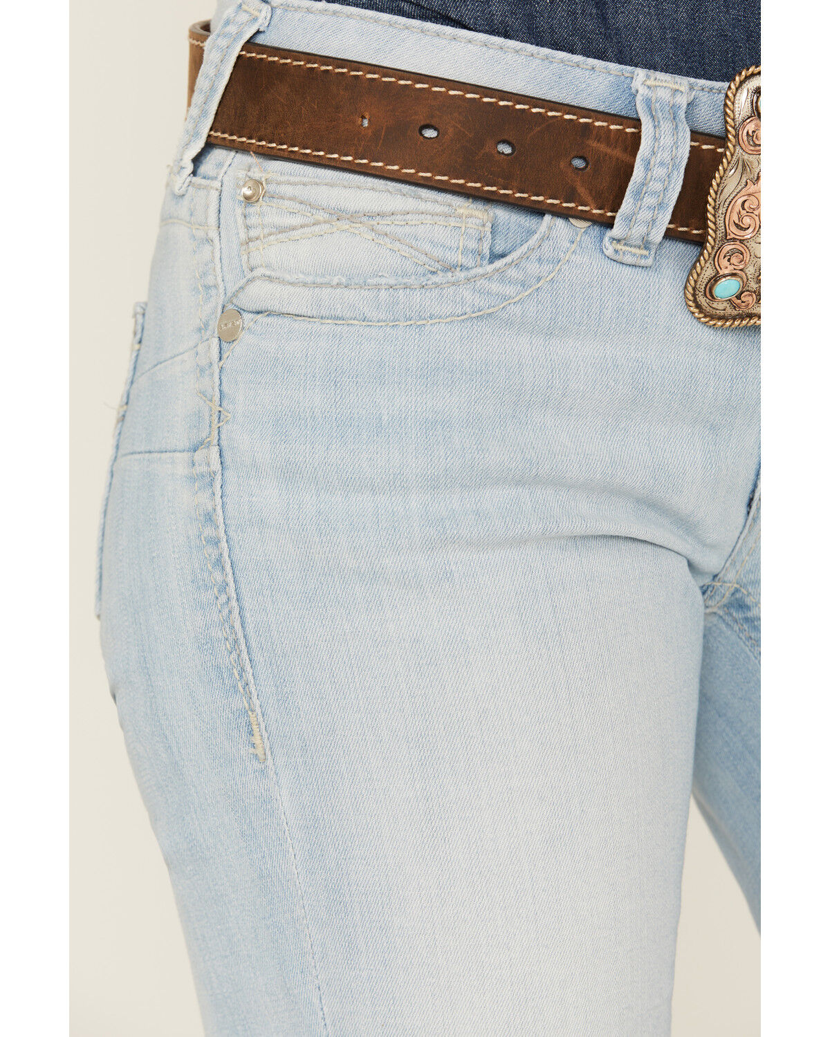 Image #2 - Ariat Women's Light Wash Zayla Low Rise Straight Leg Stretch Denim Jeans, Light Wash, hi-res