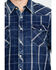 Rock & Roll Denim Men's Crinkle Plaid Long Sleeve Western Shirt , Blue, hi-res