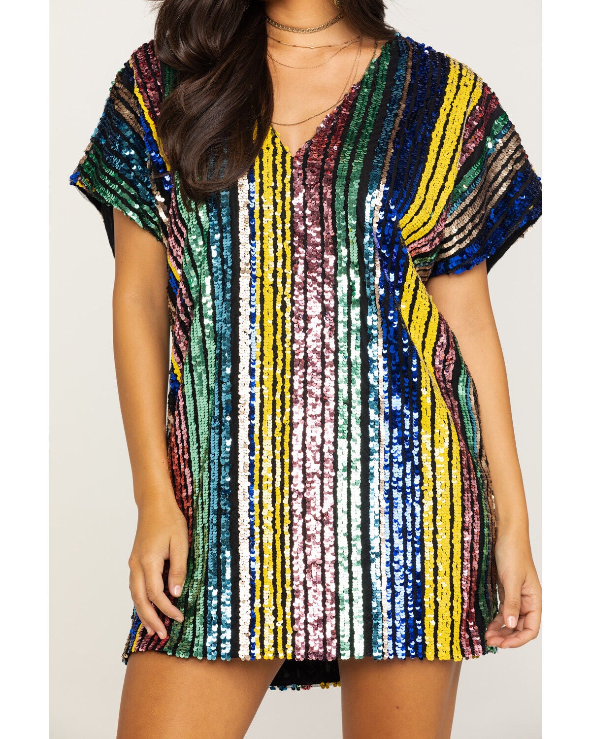 multi stripe sequin dress