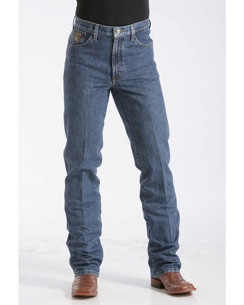 Cinch Men's Bronze Label Dark Wash Slim Tapered Rigid Denim Jeans, Blue, hi-res