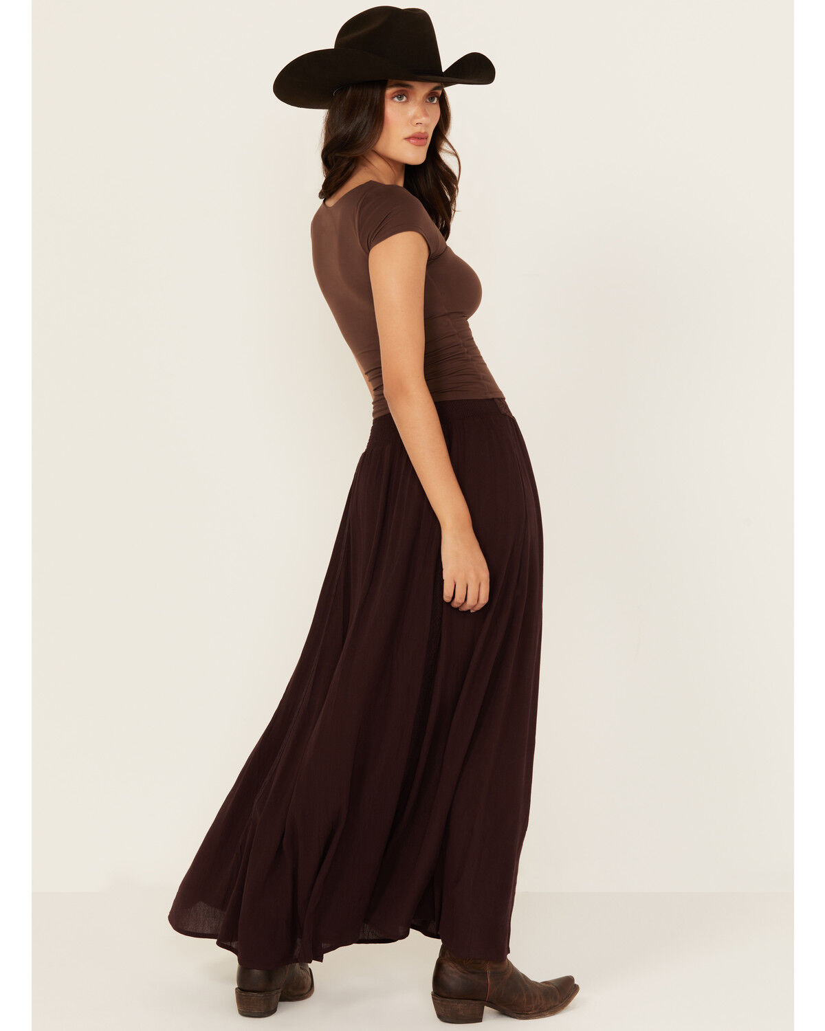 Image #3 - Shyanne Women's Lace Inset Maxi Skirt, Chocolate, hi-res