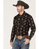 Image #2 - Dale Brisby Men's Stretch Antler Bull Skull Print Western Shirt, Black, hi-res
