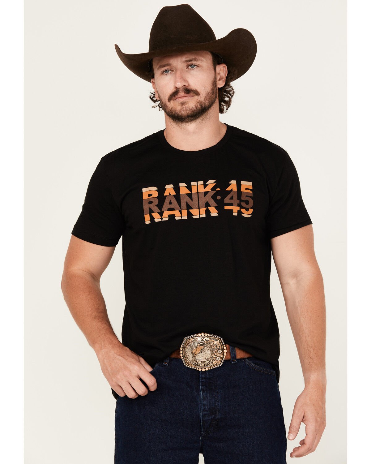 Image #1 - RANK 45® Men's Texas Trails Logo Short Sleeve Graphic T-Shirt, Black, hi-res