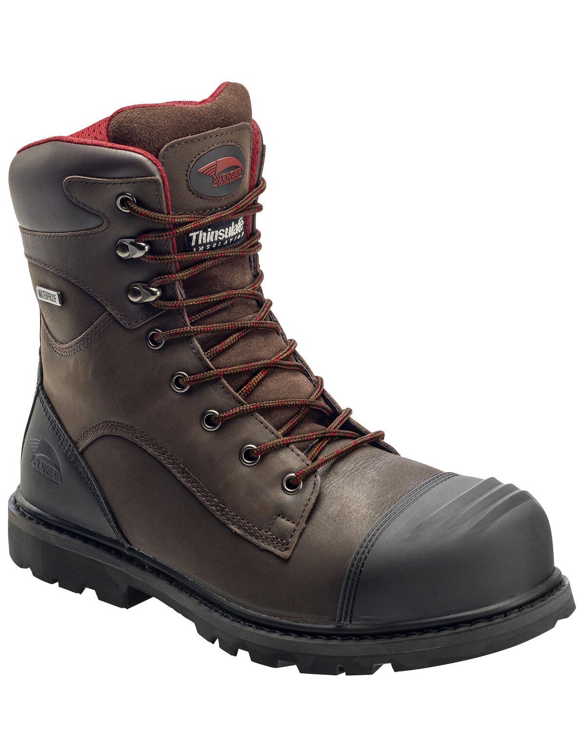 Avenger Men's Hammer Waterproof Work Boots - Carbon Toe, Brown, hi-res