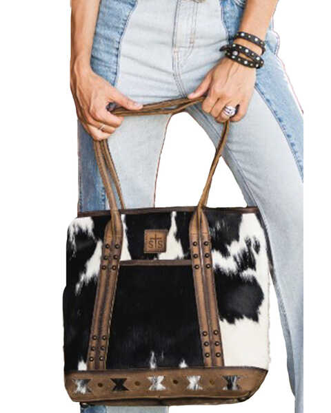 STS Ranchwear by Carroll Women's Roswell Cowhide Tote , Tan, hi-res
