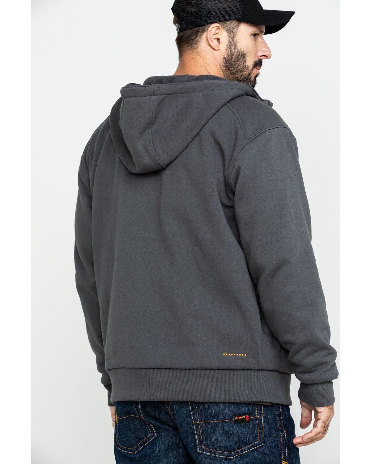 Image #2 - Ariat Men's Rebar All-Weather Full Zip Work Hooded Sweatshirt, Grey, hi-res
