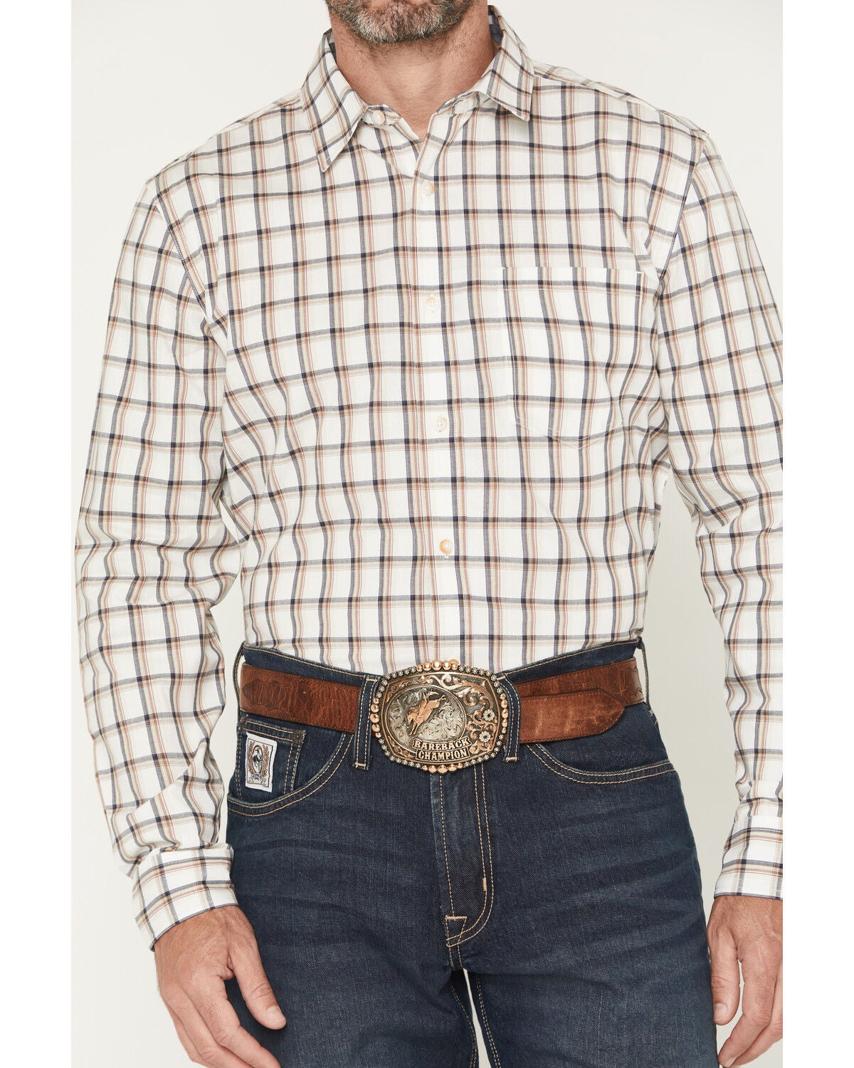 Image #3 - Cody James Men's Vista Range Plaid Print Long Sleeve Button-Down Western Shirt, White, hi-res