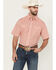 Image #1 - Wrangler Men's Plaid Print Short Sleeve Pearl Snap Western Shirt - Tall, Orange, hi-res