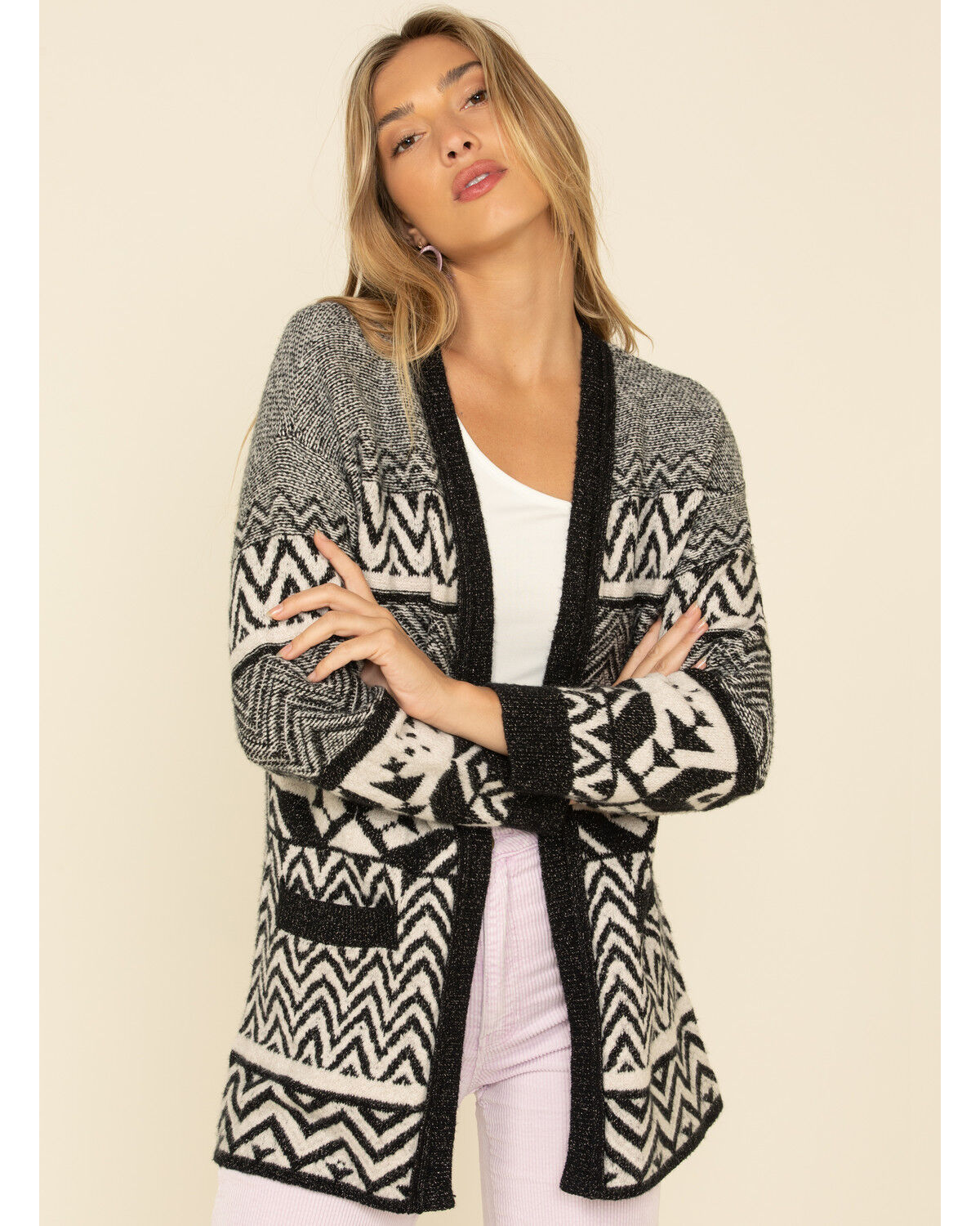 geo print cardigan
