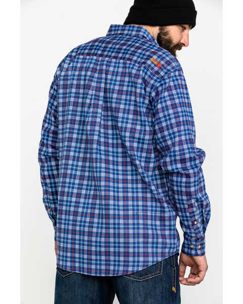 Ariat Men's Collins FR Plaid Print Long Sleeve Button Down Work Shirt, Blue, hi-res