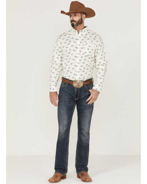 Image #2 - RANK 45® Men's Roughstock Paisley Geo Print Long Sleeve Button-Down Western Shirt , Cream, hi-res