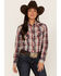 Image #1 - Roper Women's Plaid Print Long Sleeve Snap Performance Western Shirt, Blue, hi-res