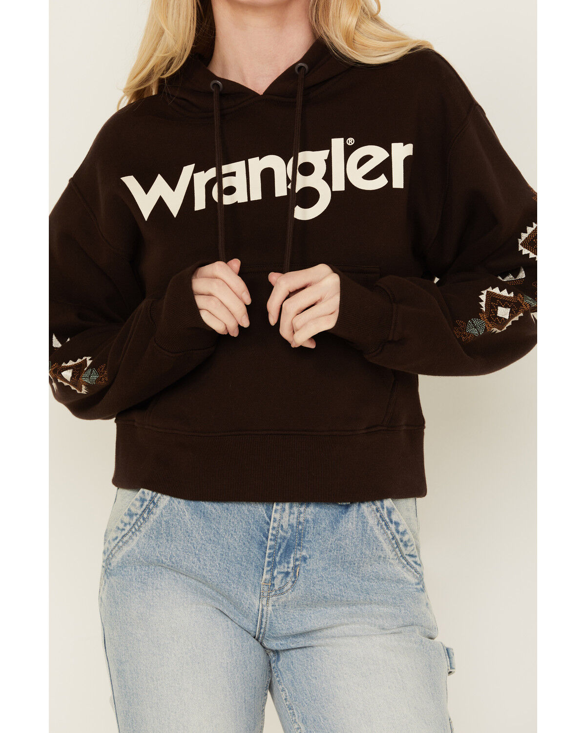 Image #3 - Wrangler Retro Women's Southwestern Sleeve Logo Hoodie, , hi-res