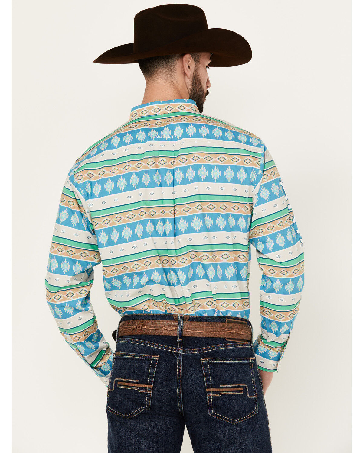 Image #4 - Ariat Men's Team Christian Horz Southwestern Striped Long Sleeve Button-Down Western Shirt, Multi, hi-res